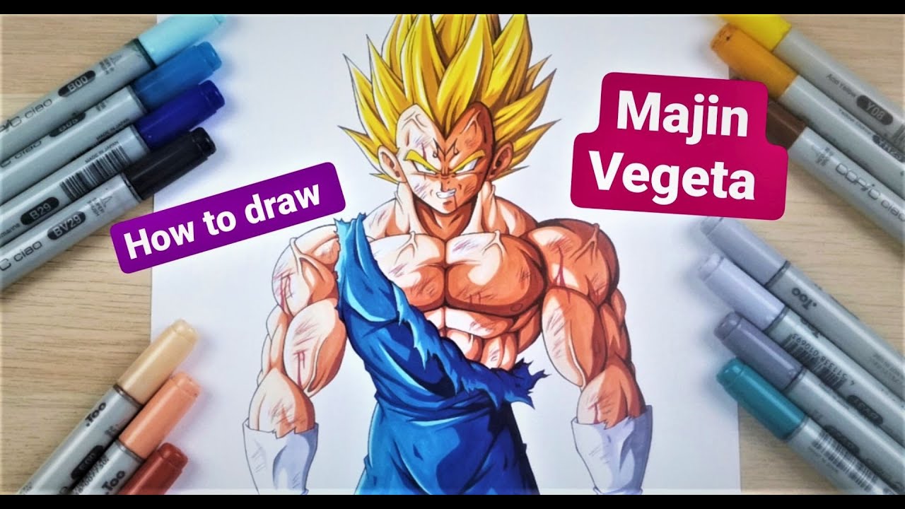 How to Draw MAJIN VEGETA SSj2 | Step by Step Drawing Tutorial