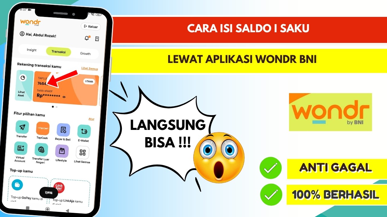Cara Isi Saldo I saku Lewat Aplikasi Wondr BNI Top Up I Saku