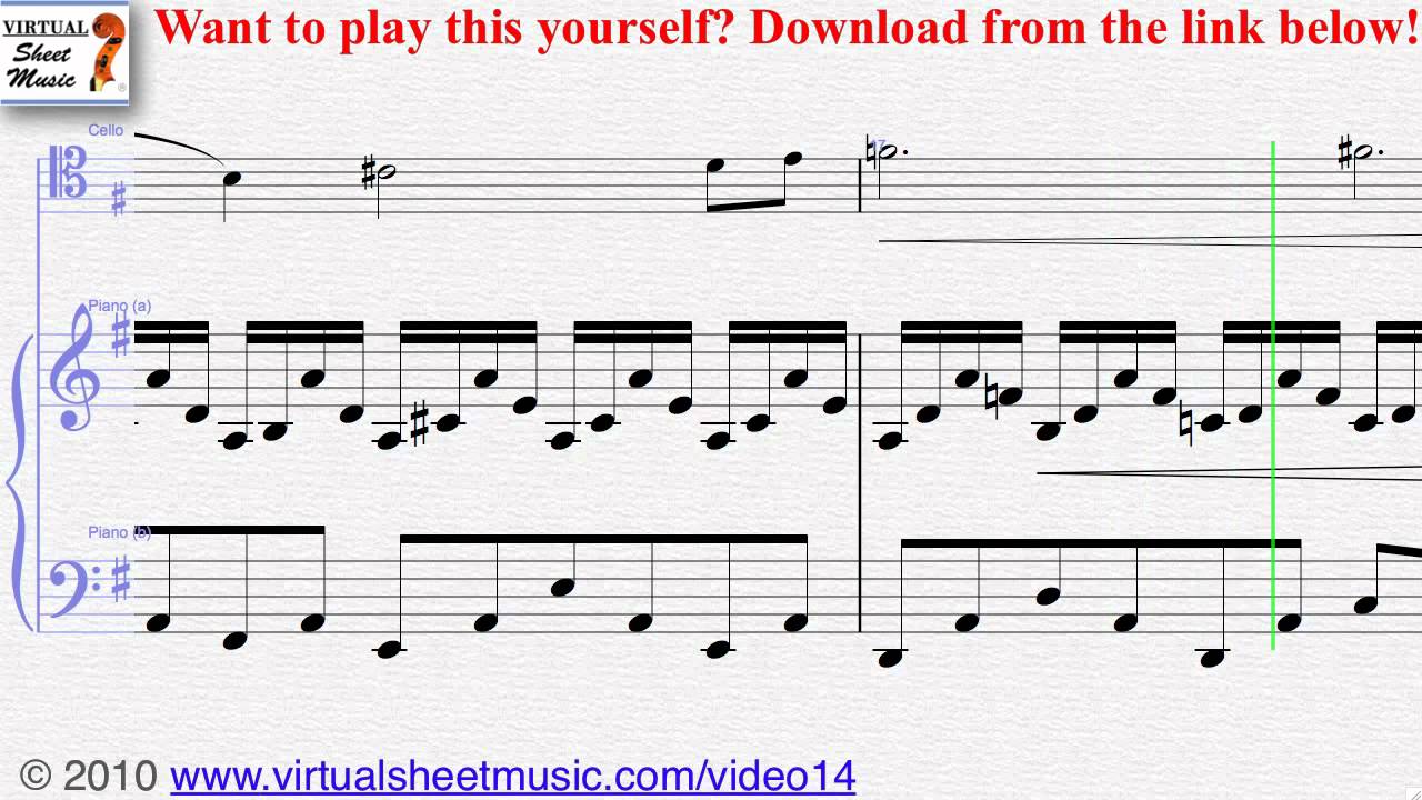 Saint Saens The Swan cello and piano sheet music - Video Score