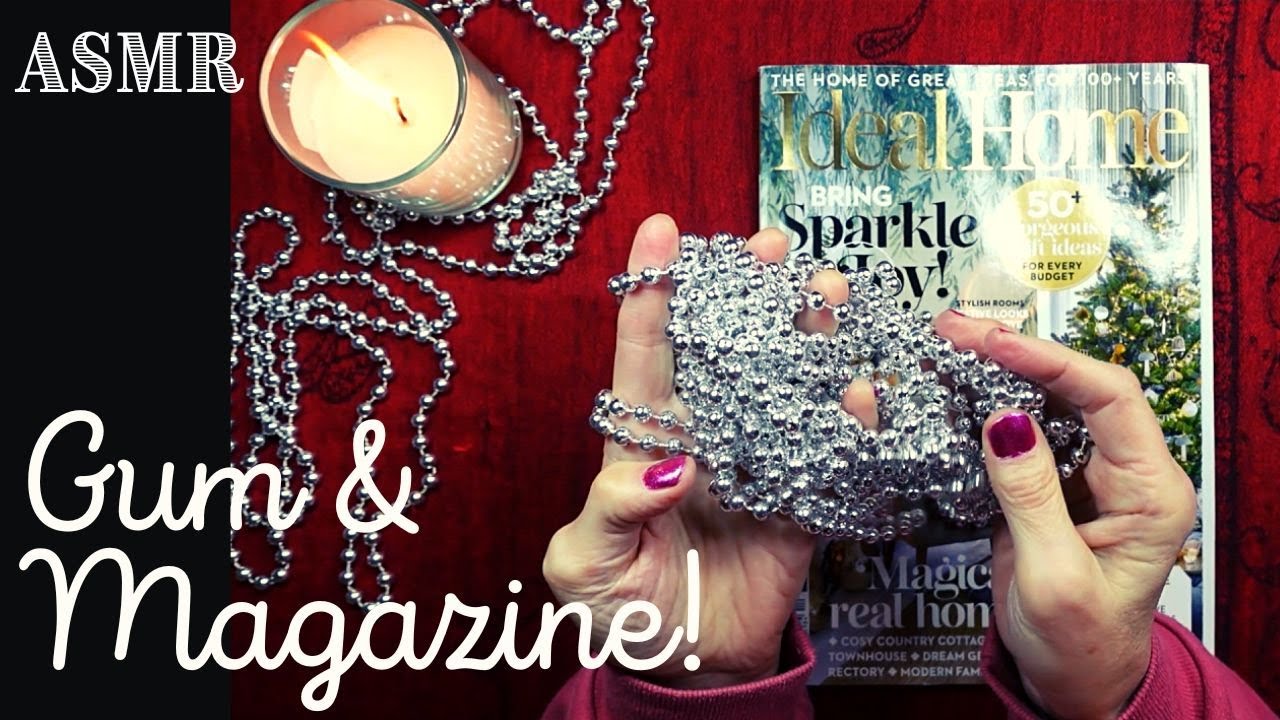 ASMR | Festive Magazine & Gum Chewing Whispered Browse & Page Turning Sounds!