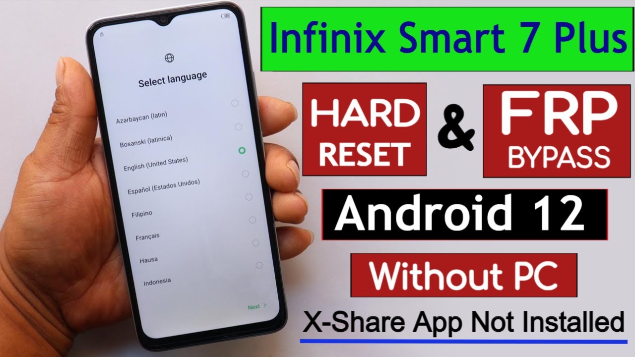 Infinix Smart 7 Plus X6517 Hard Reset & Frp Bypass Without Pc - App Not Installed | Android 12