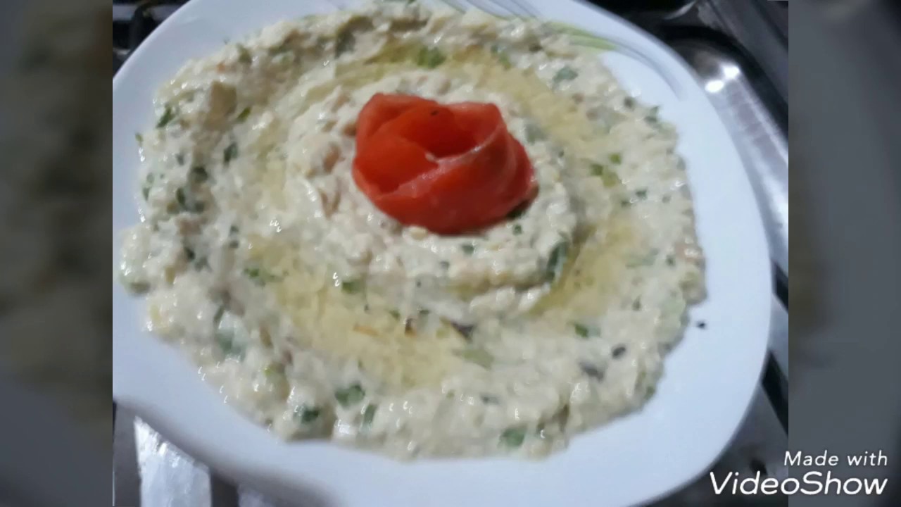 سلطة الباذنجان المشوي بالزبادي سهله وسريعة التخضير🍅🍆🌶