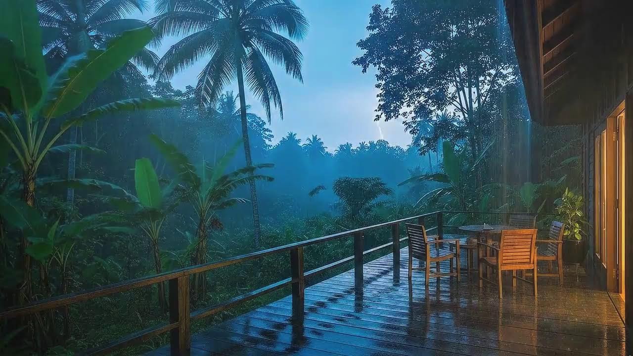 Fall Asleep Fast with Steady Rainfall and Rolling Thunder Echo at Cozy Cabin 🌧️