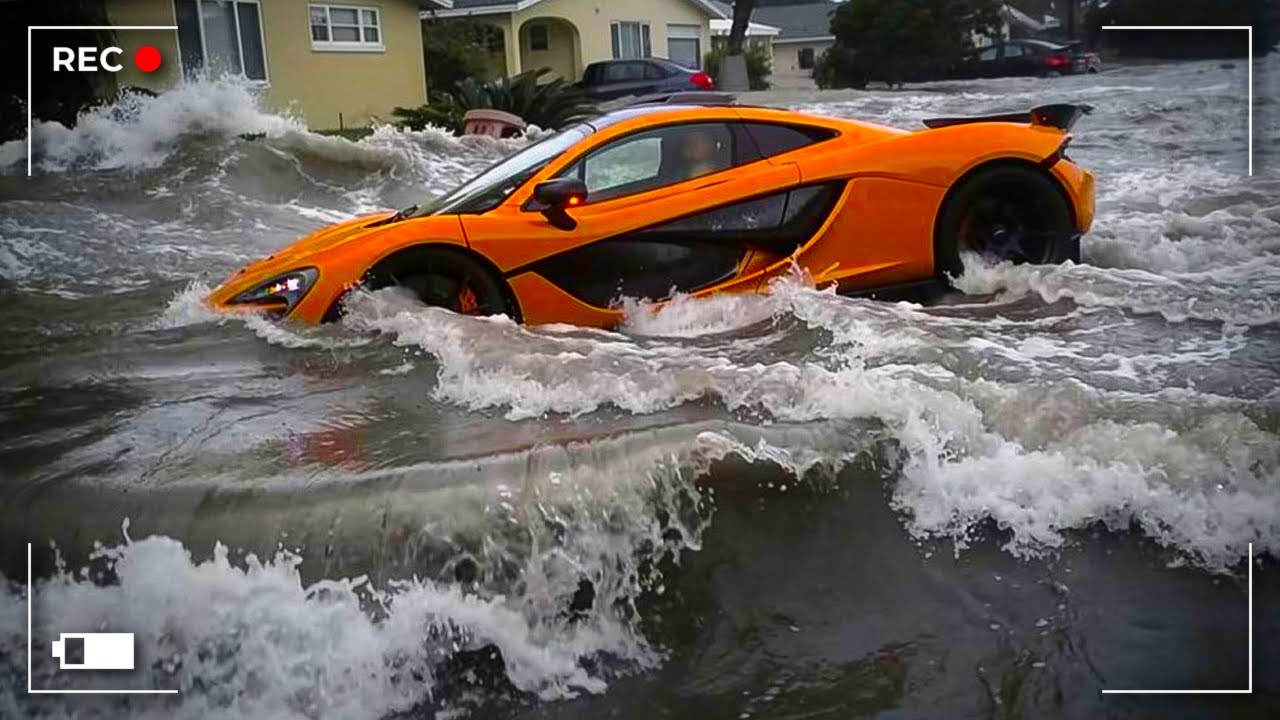 IDIOTS DRIVE THROUGH FLOODS – DISASTER CAUGHT ON CAMERA!