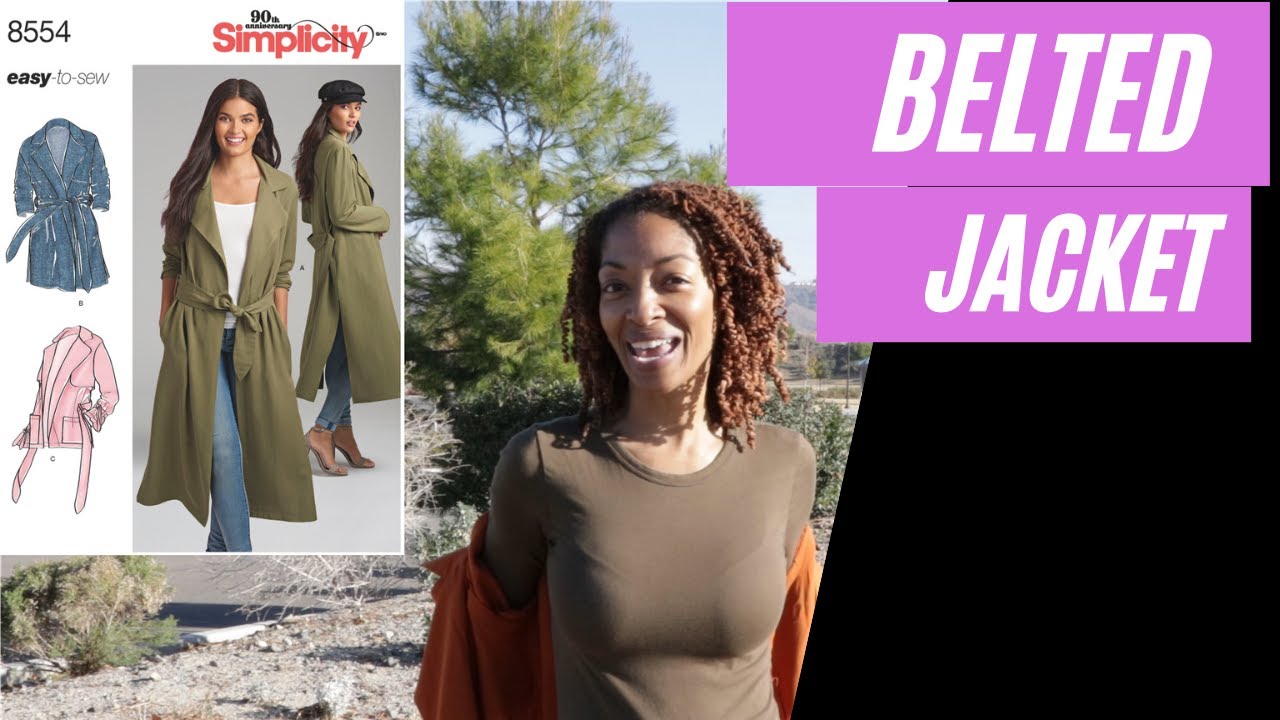 BELTED JACKET SIMPLICITY 8554 SEWING MAKE - EASY SEWING PATTERNS FOR WOMEN - RAYON FABRIC