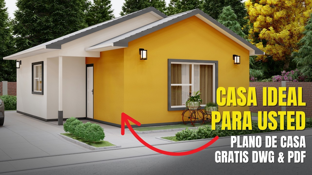 Plano de Casa Económica de 3 Dormitorios para Construir ¡DWG / PDF GRATIS!