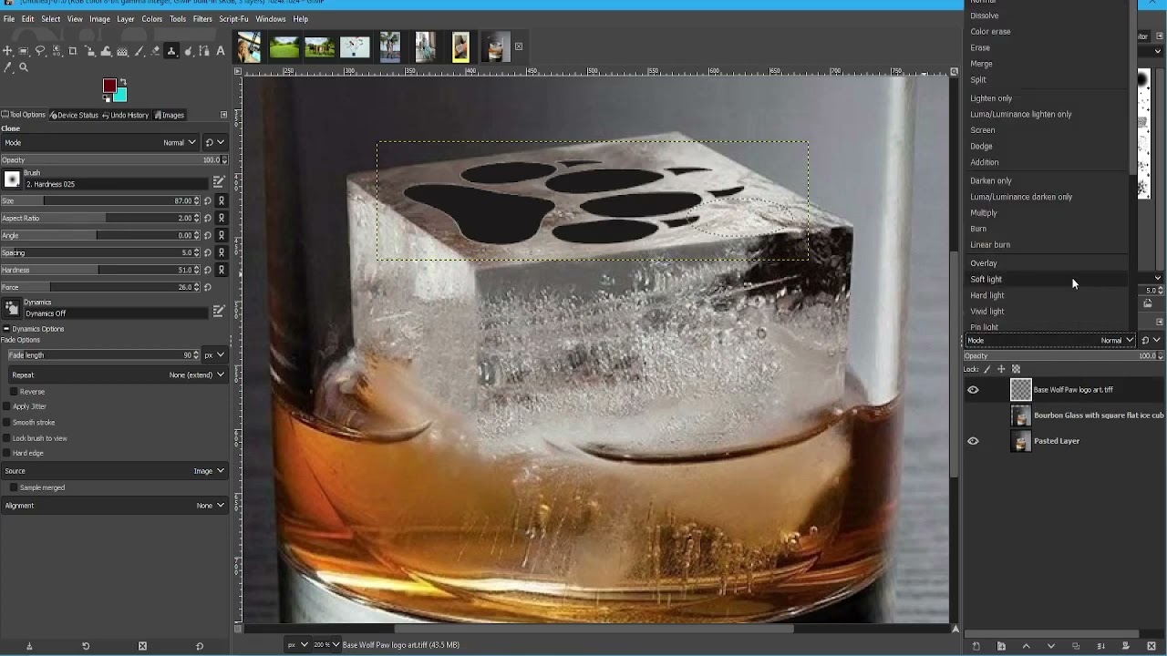 GIMP Tutorial: Creating engravings and recessions with logos at angles.