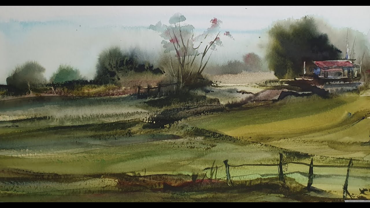 acuarela iniciación -  4 -    aguada verde oliva - Juan Mieres