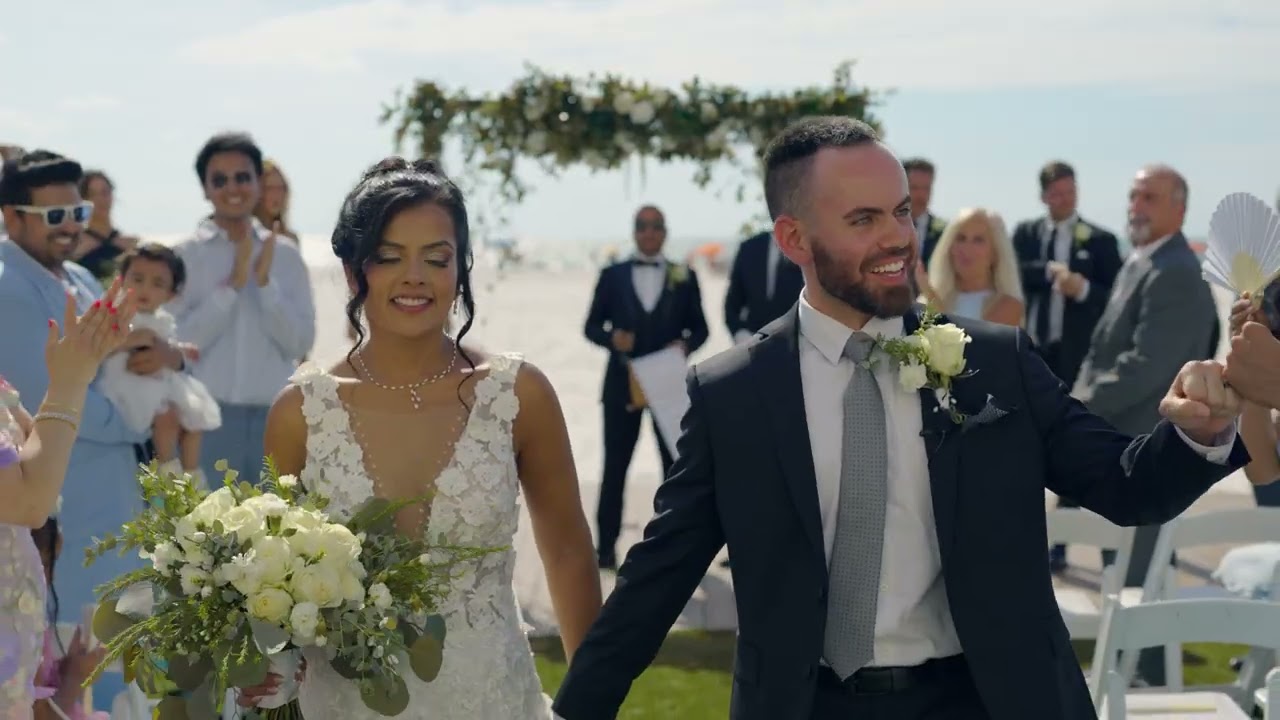 Modern black-and-white wedding at Sandpearl Resort in Clearwater Beach, Florida.