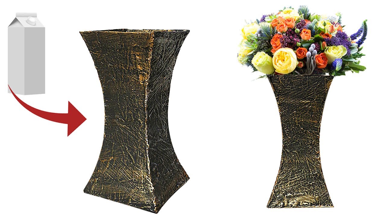 ВАЗА ИЗ КАРТОНА своими руками // ИМИТАЦИЯ МЕТАЛЛА