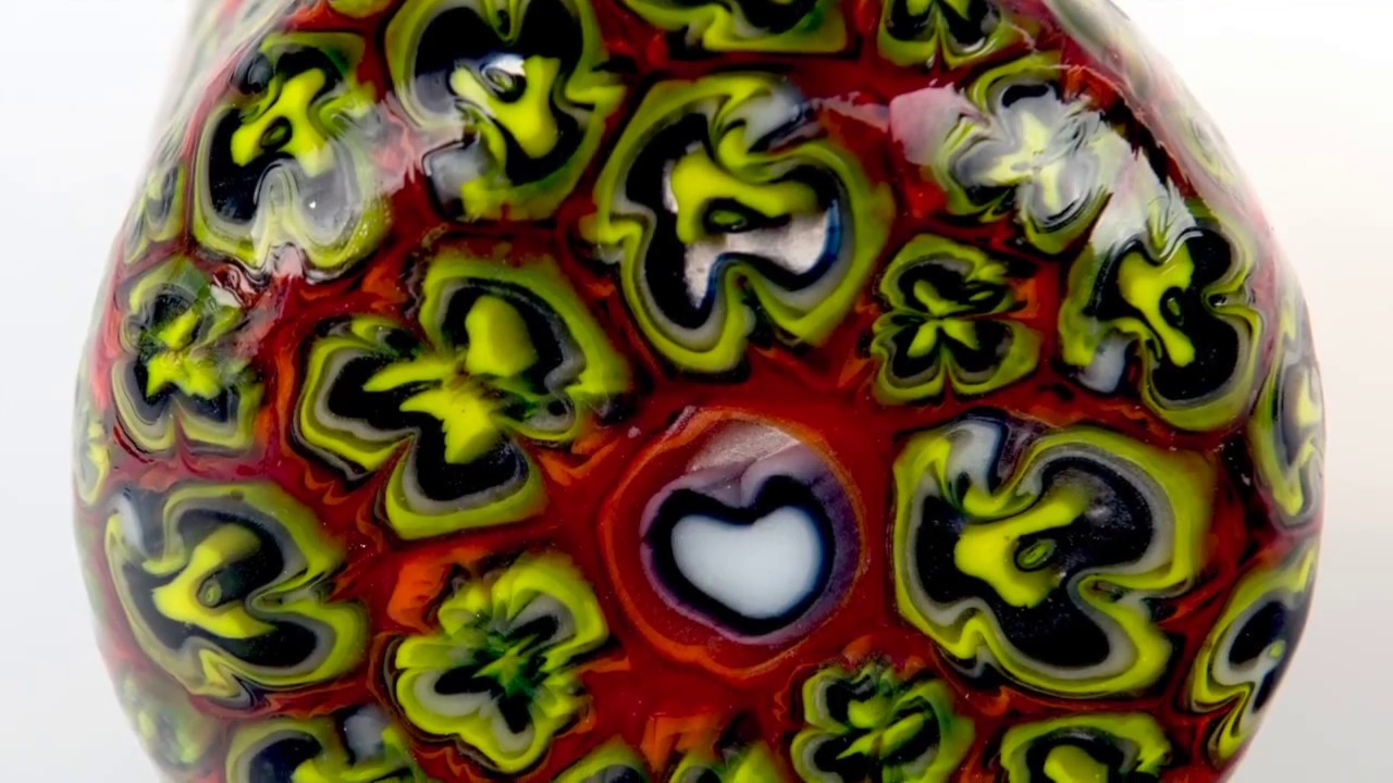 Finishing  a drop ring Murrine vase.. Lemons to Lemonade