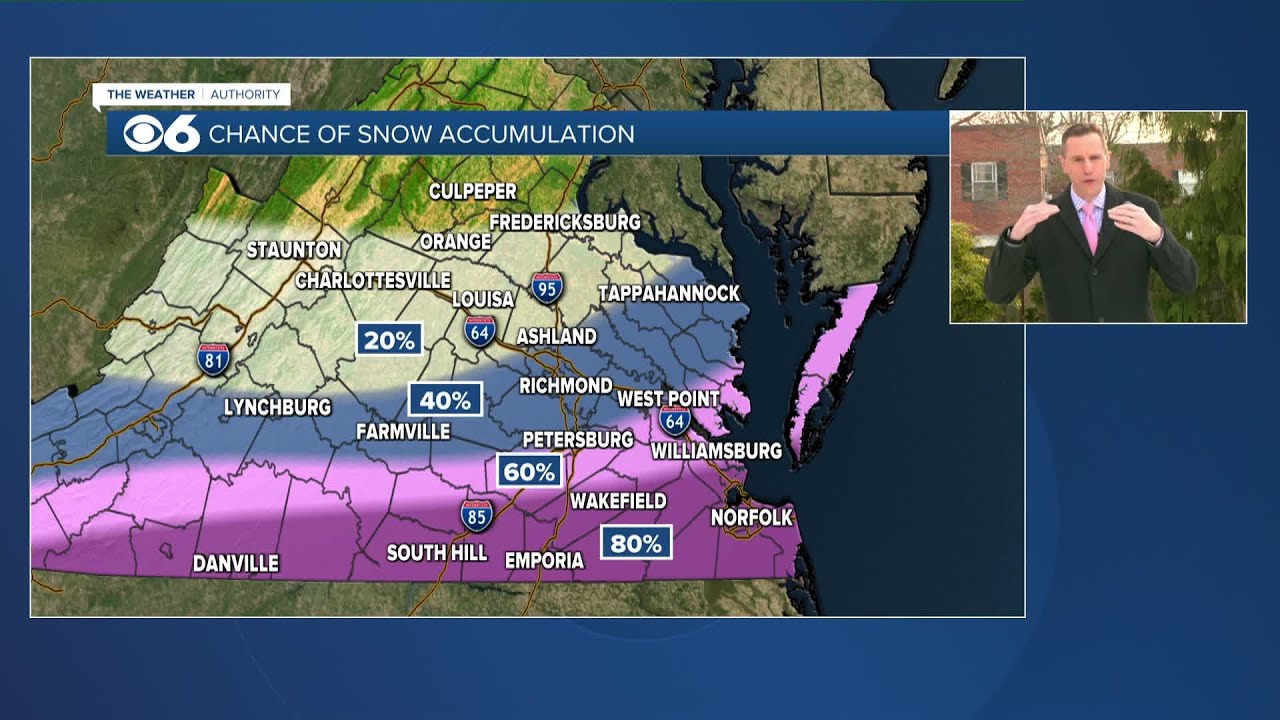 Far southern, southeastern Virginia has best chance of seeing accumulating snow Saturday