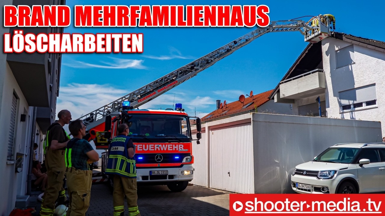 🔥  BRAND IM MEHRFAMILIENHAUS  🔥 | 🚒  Löscharbeiten auch mit Einsatz einer Drehleiter  🚒