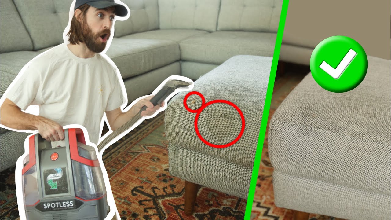 Hoover SPOTLESS Portable Cleaner REVIEW | How To Clean Fabric Couch (Feat. Burrow Sectional)
