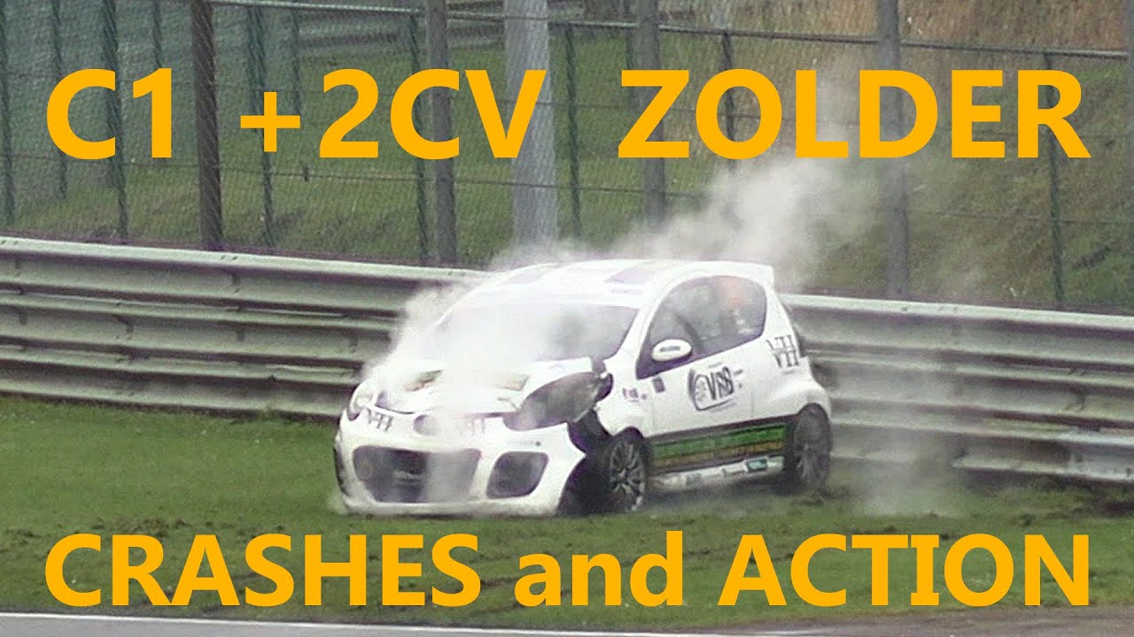 C1 + 2CV at Circuit Zolder - Crashes and Action