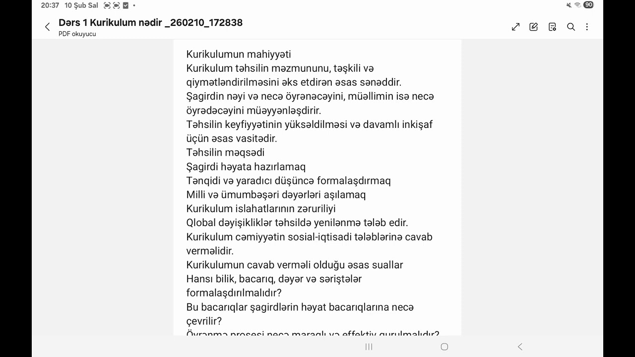 Kurikulum dərs 1 ən sade izah (yeni çərçivə sənədi əsasında)