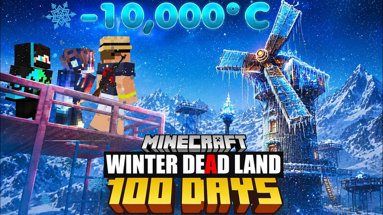 I Survive 100 Days in WINTER DEADLAND in Minecraft