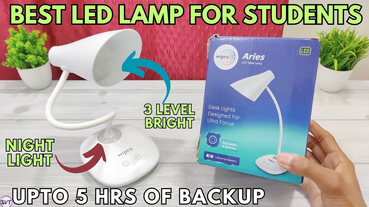 Best LED Lamp For Students : Wipro Aries 6W Table Lamp | Upto 5Hrs Of Backup |3 Levels & Night Light
