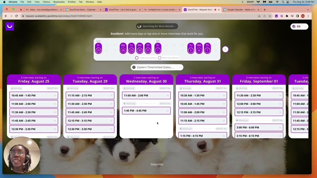Single & Multi Day Interview Scheduling: Automatic Confirm (Product Tour)