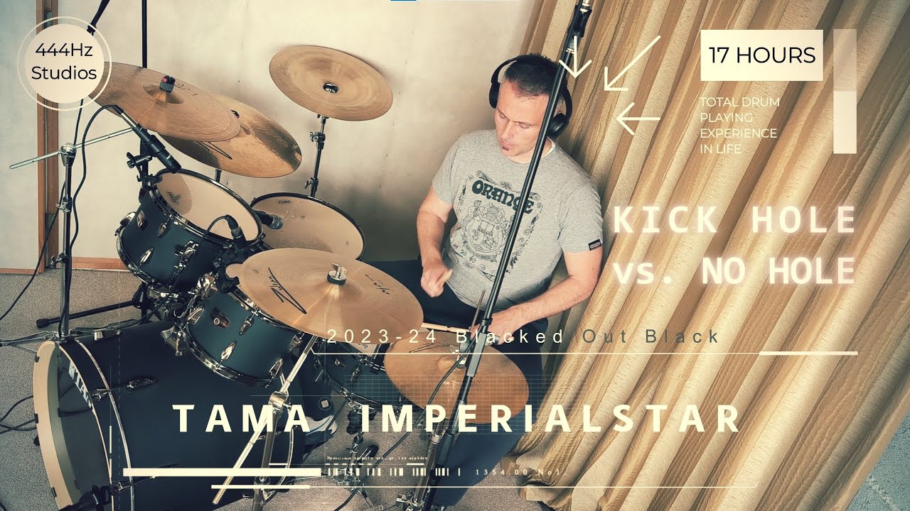Kick drumhead hole vs. no hole - TAMA Imperialstar 2024 Blacked out black  #tama   #tamadrums