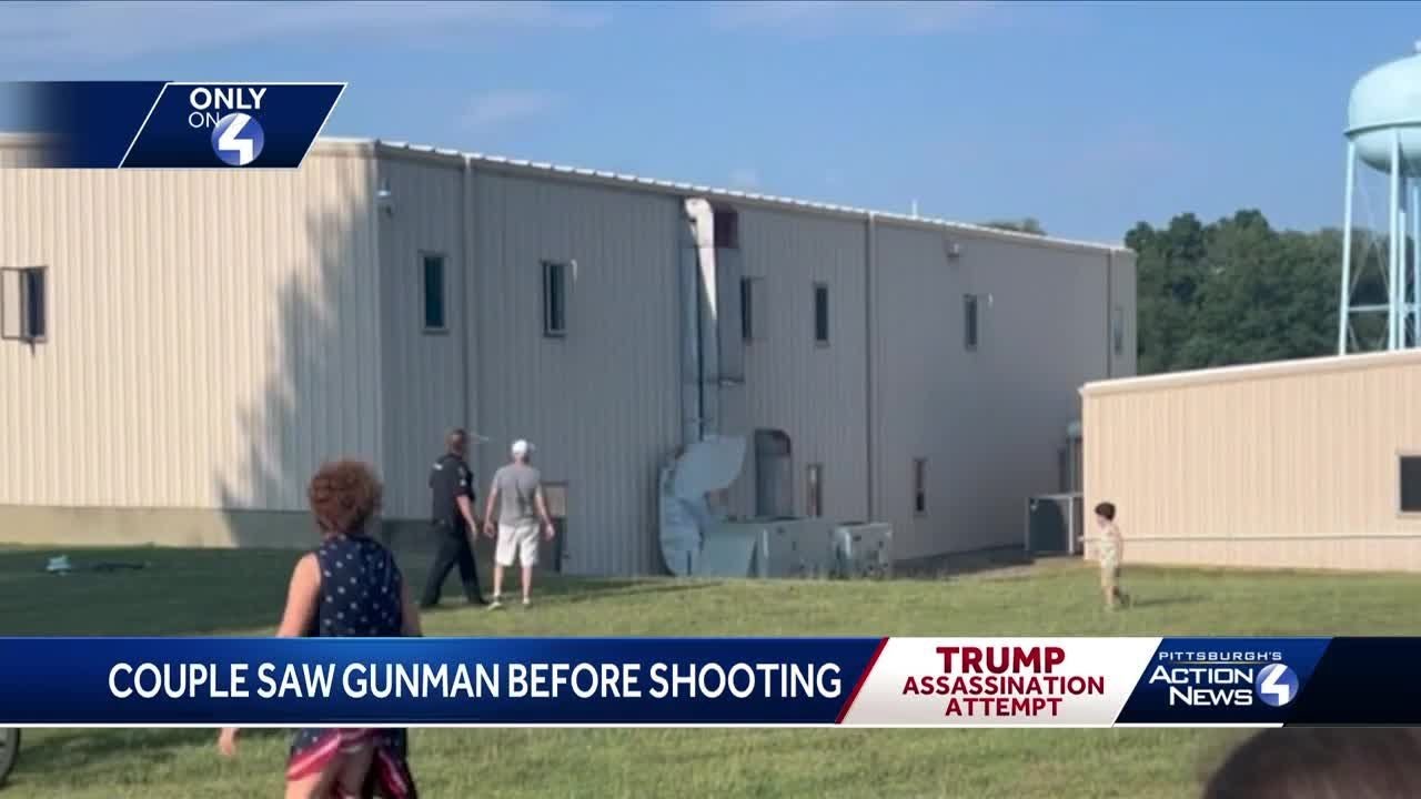Only on 4: Couple who were at Trump rally in Butler describe seeing gunman Thomas Crooks on build...