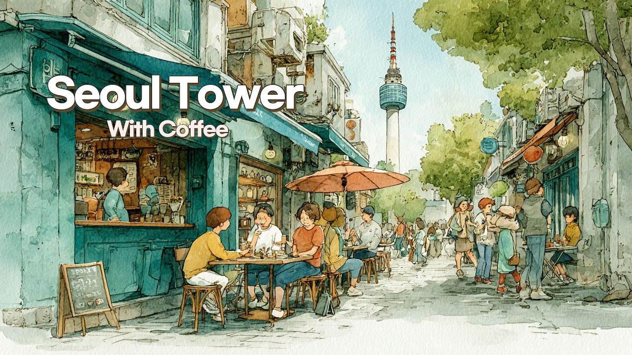 Seoul Mood 🌿Uplifting Piano & Accordion | Seoul Tower
