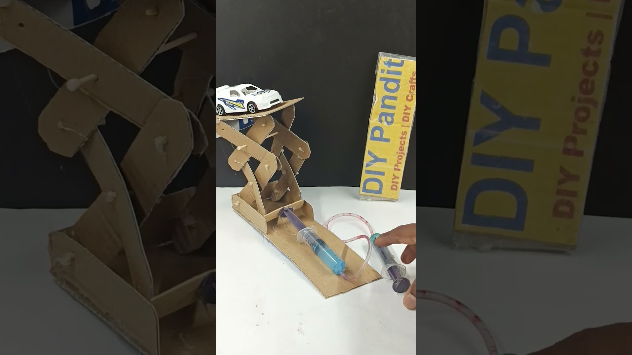 hydraulic lift (scissor) working model for science project exhibition - diy | DIY pandit