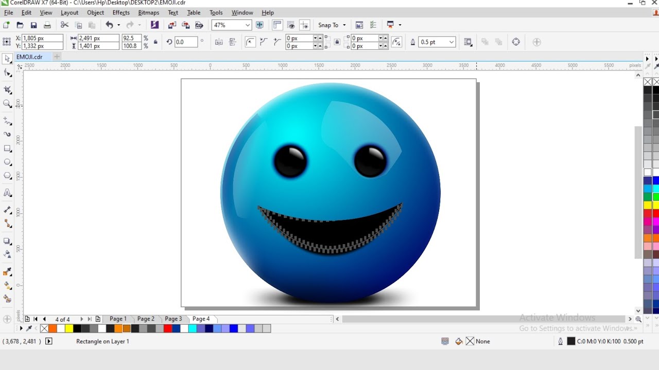 Coreldraw beginners tutorial, graphics design, 3D emoji graphics design, logo design