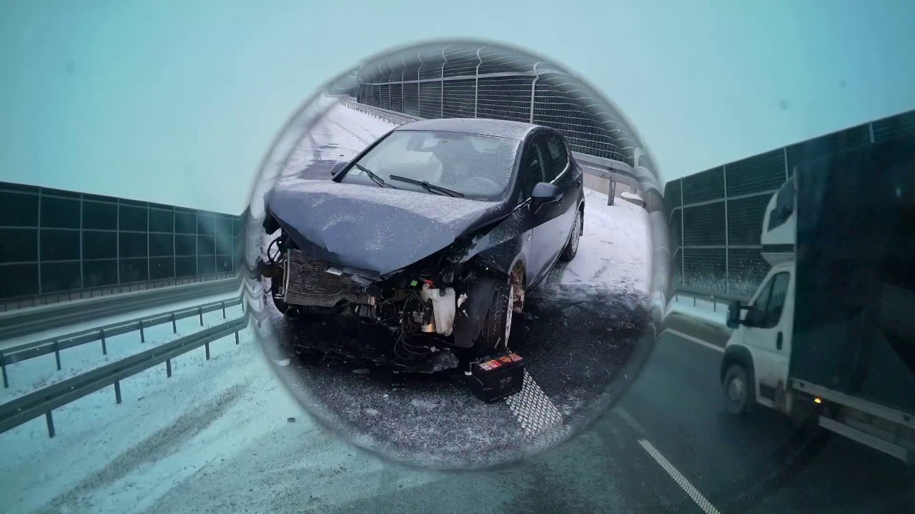 autostrada A2#pierwszy śnieg-dwie kolizje