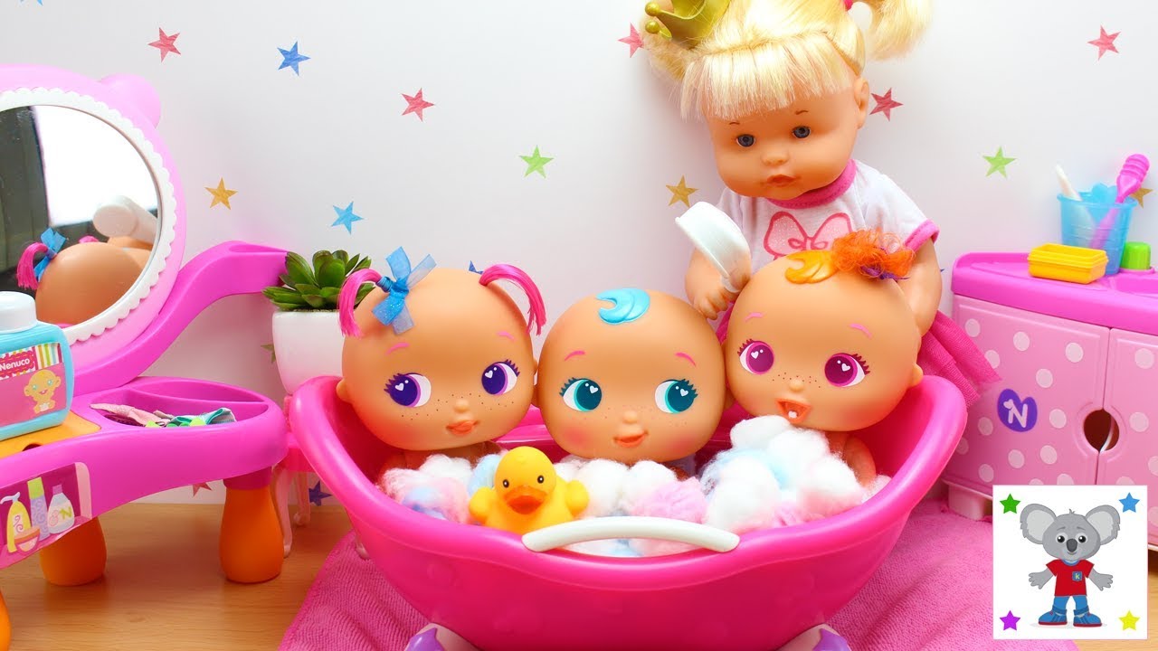 Ночная рутина и первая ванна младенцев BELLIES с младенцем NENUCO Princess Cuca