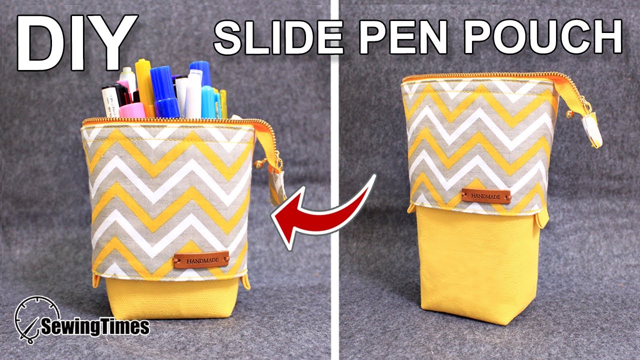 Как сшить пенал | Как сшить косметичку с молнией своими руками | DIY SLIDE PEN POUCH [sewingtimes]