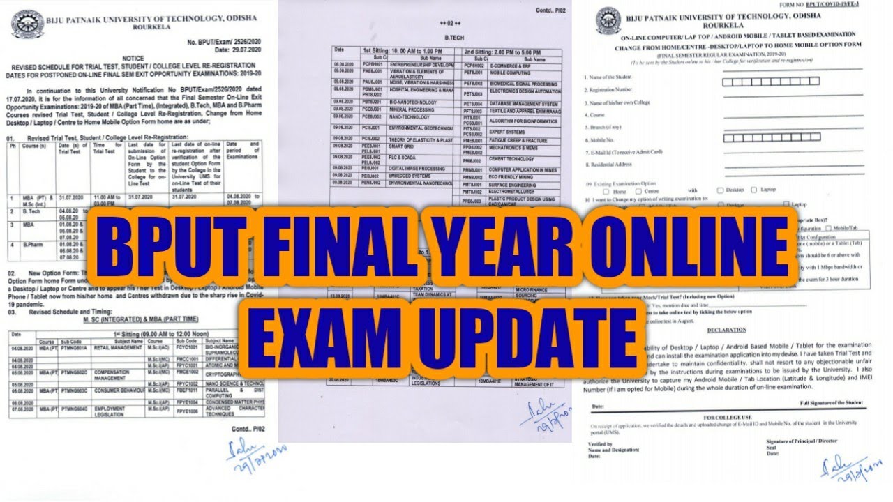 BPUT EXAM UPDATE || BPUT Online Exam Time Table Update || BPUT online Mock Test Time Table update ||
