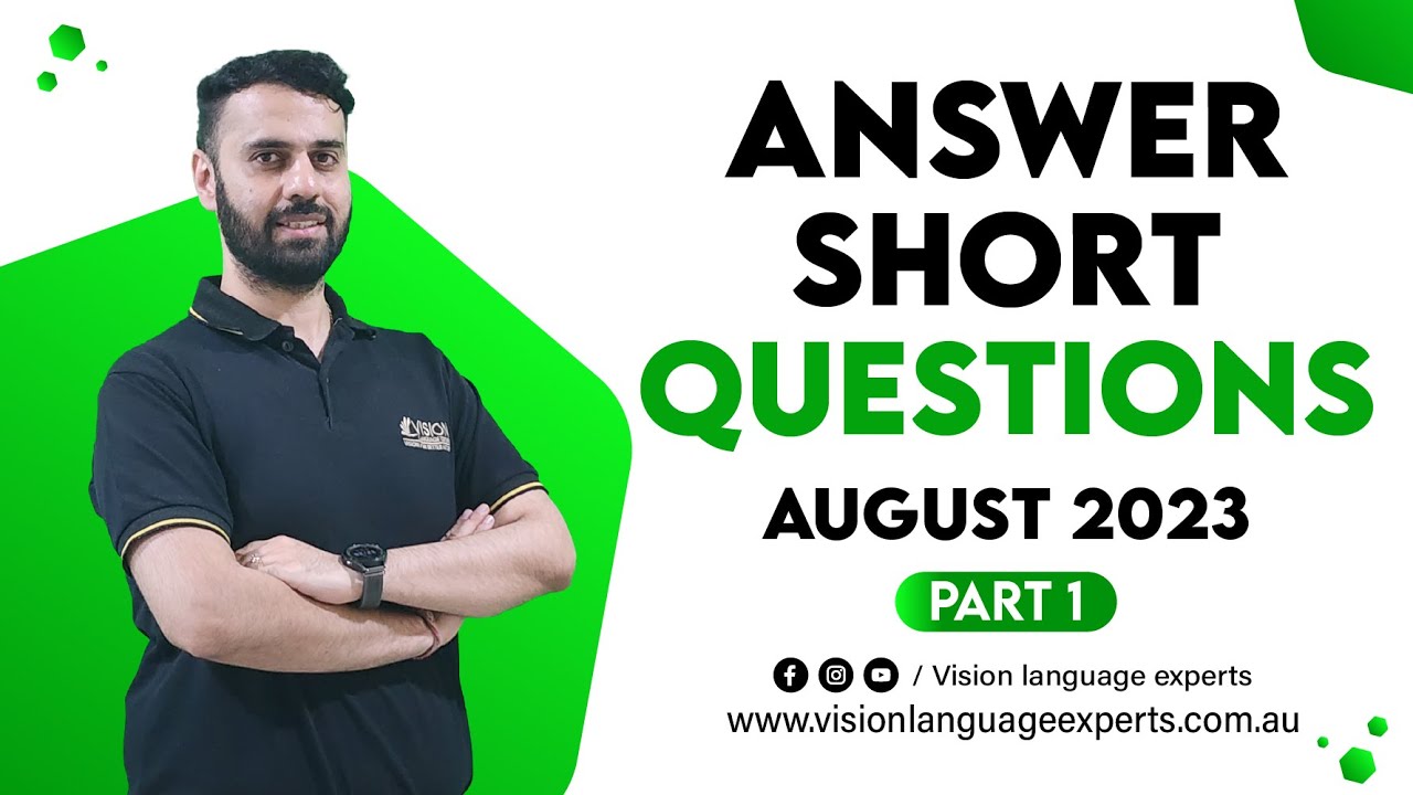 PTE Speaking Answer Short Questions | August 2023 Exam Predictions - Vision Language Experts