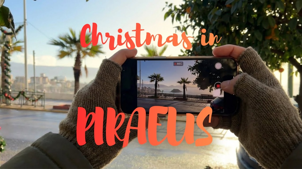 Sunny Christmas Morning Walk in Piraeus, Greece 🎄☀️ | 4K No Talking