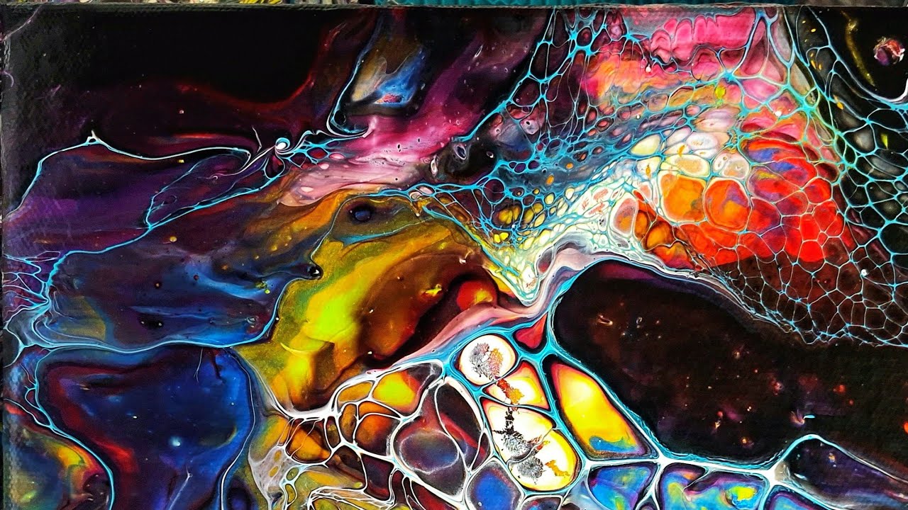 #54- Relaxing Fluid Art (no talking) | Abstract Acrylic Painting | Hide & Reveal Technique