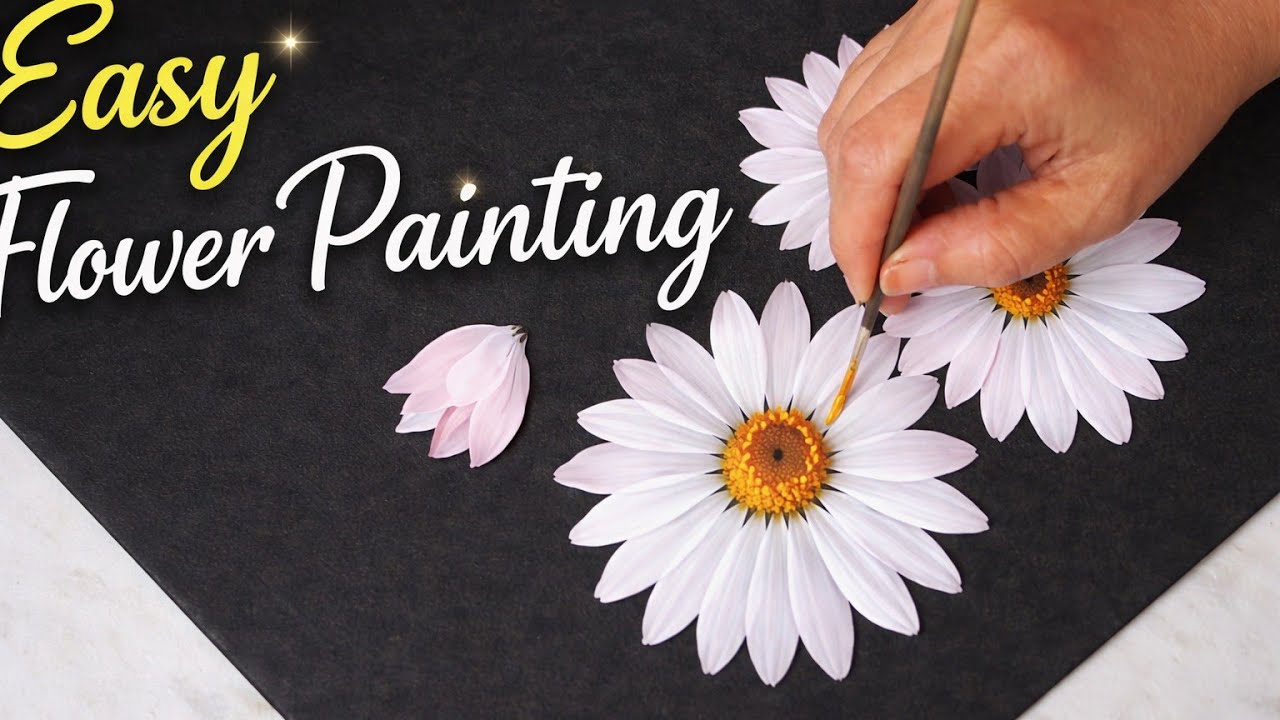 One Stroke Easy Flowers Painting ||Acrylic Painting ||Beginners Painting 