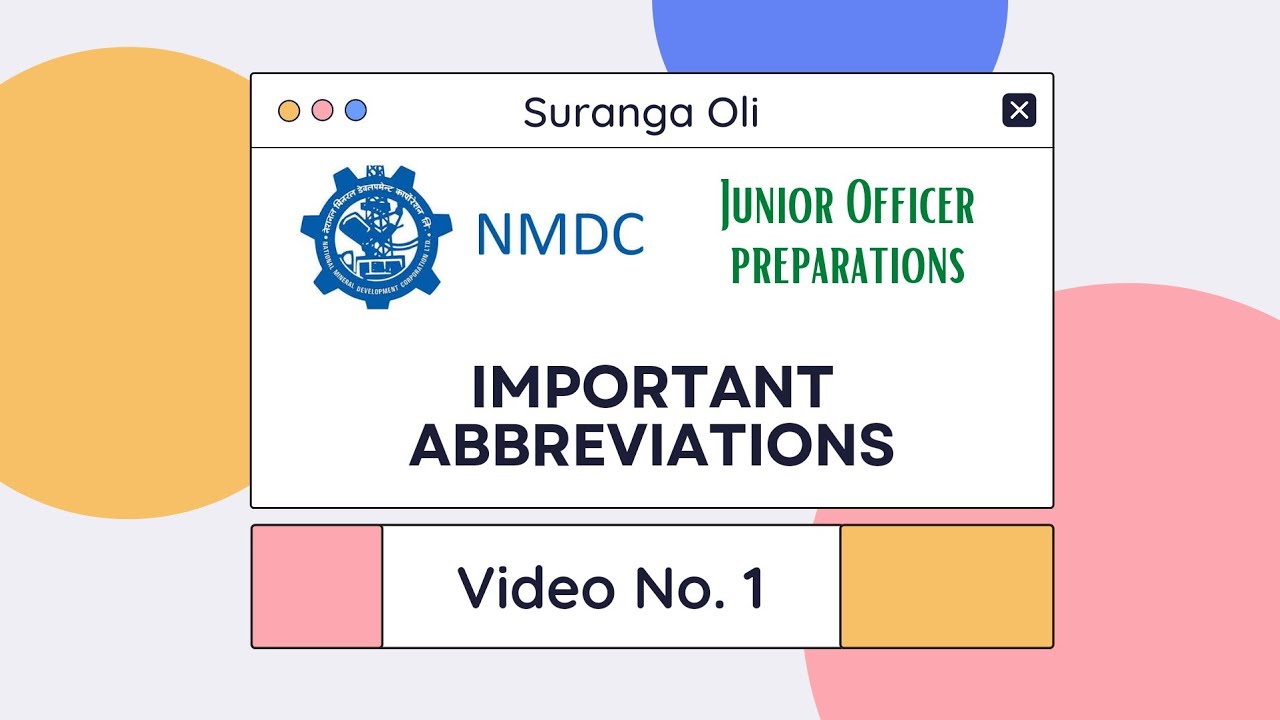 NMDC Exam | Important Abbreviations | Video No. 1 | Suranga Oli