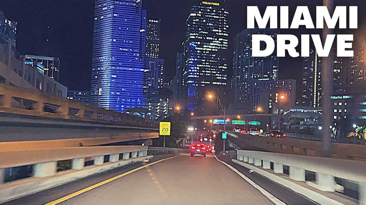 Miami Downtown Night Drive - Miami, FL - Brickell