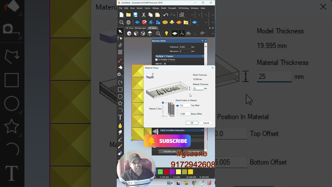 How to Make 3D offset Toolpath in ArtCam 2018  #gszone #wood #artcam #router #carveco 9172942608