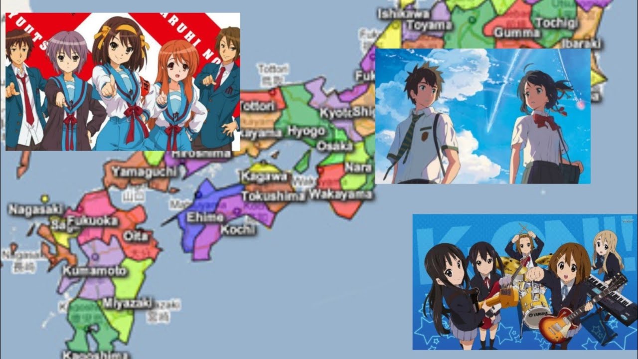 Los ANIMES más emblemáticos de cada prefectura (2). (Your Name, K-On!...)