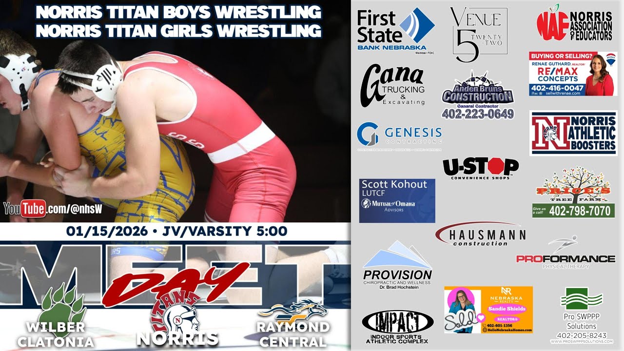 ⭕ Norris Wrestling vs Wilber-Clatonia & Raymond Central, 1-15-2026