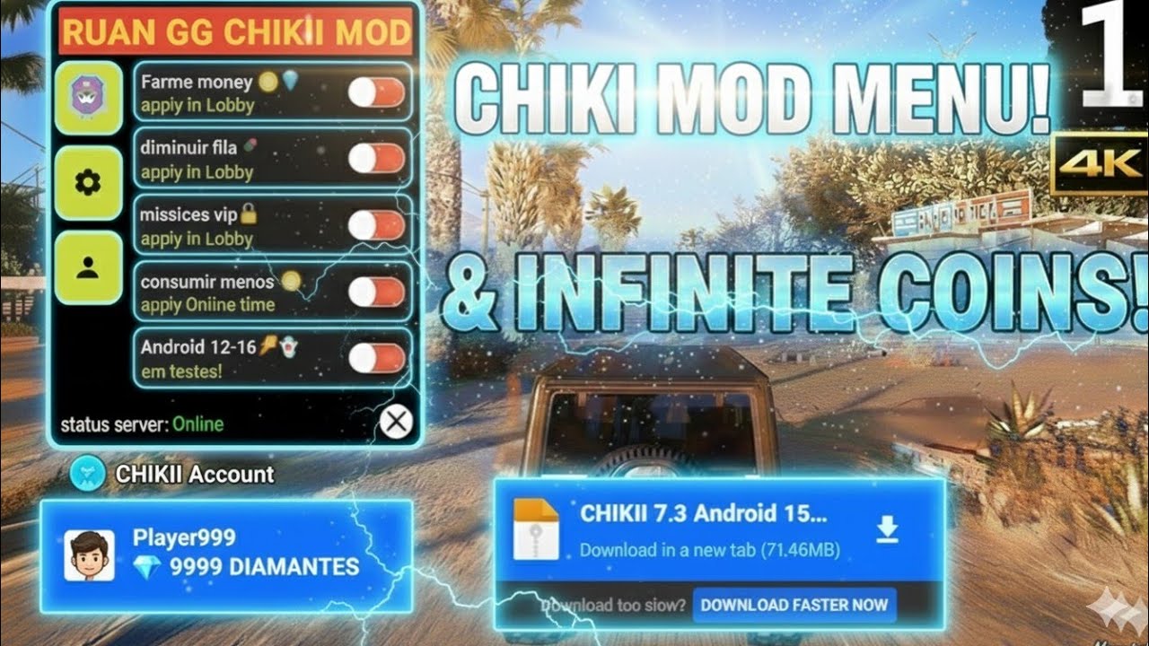 SAIU! Como JOGAR SEM FILAS no Chikii MOD APK 2026 (Moedas Infinitas!)