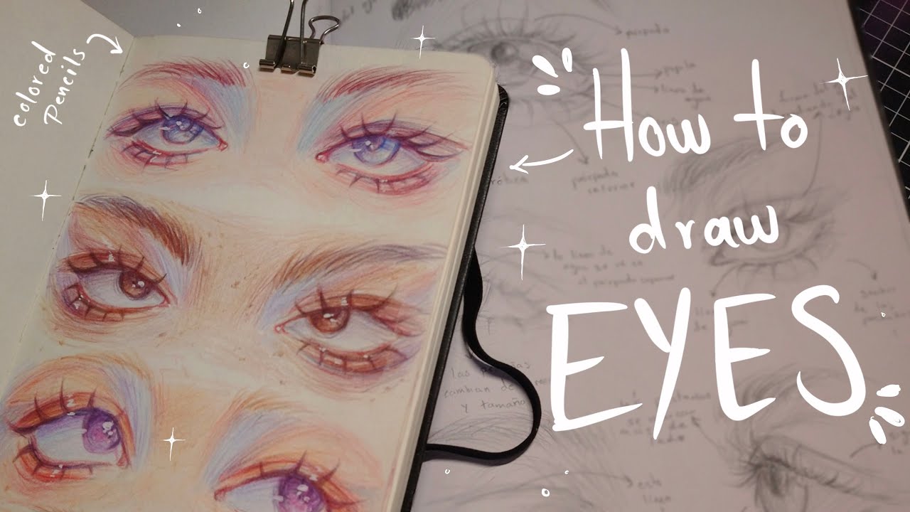 cómo dibujar ojos con lápices de colores / sketch + color // sour.c.andy