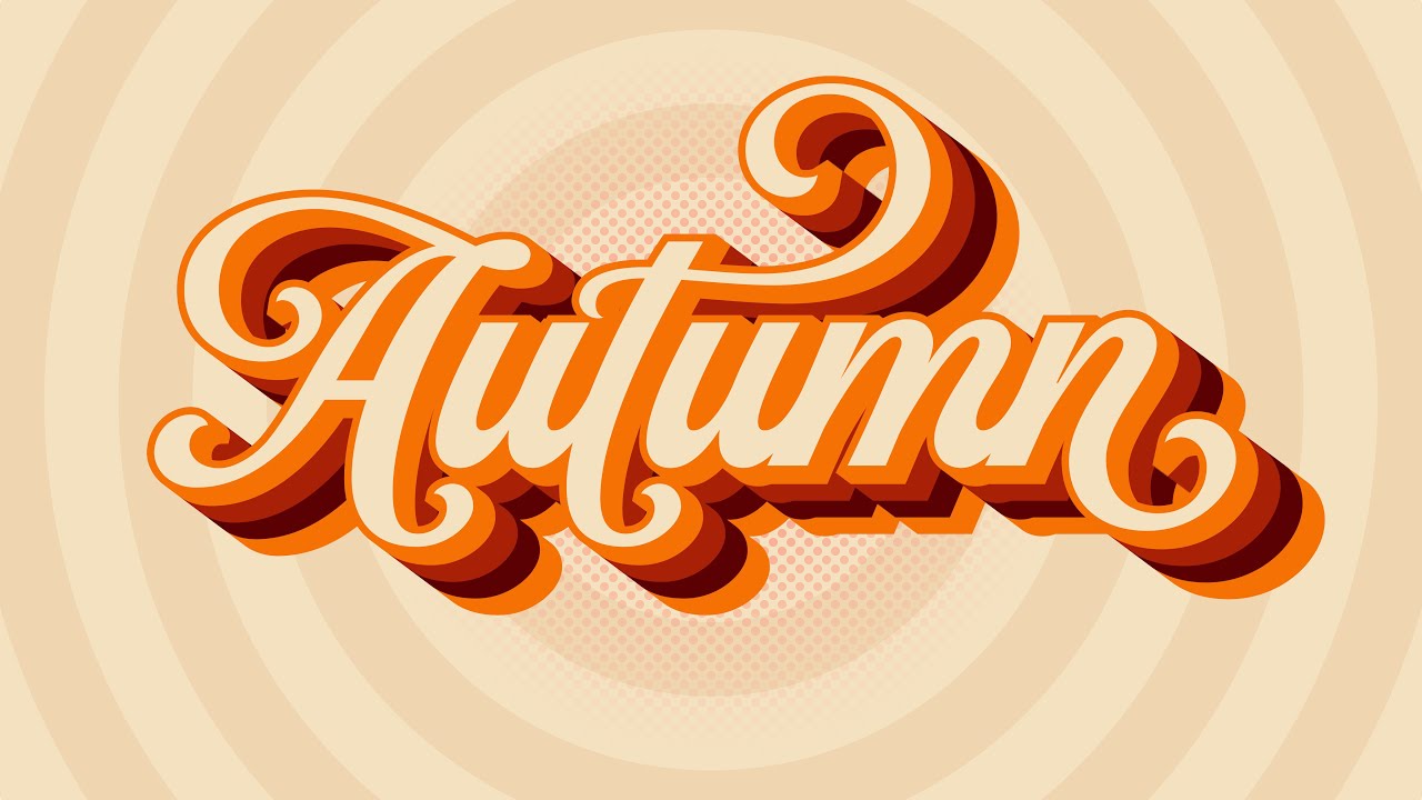 Make 3D Retro Text in Adobe Illustrator with Autumn Theme | Style 1