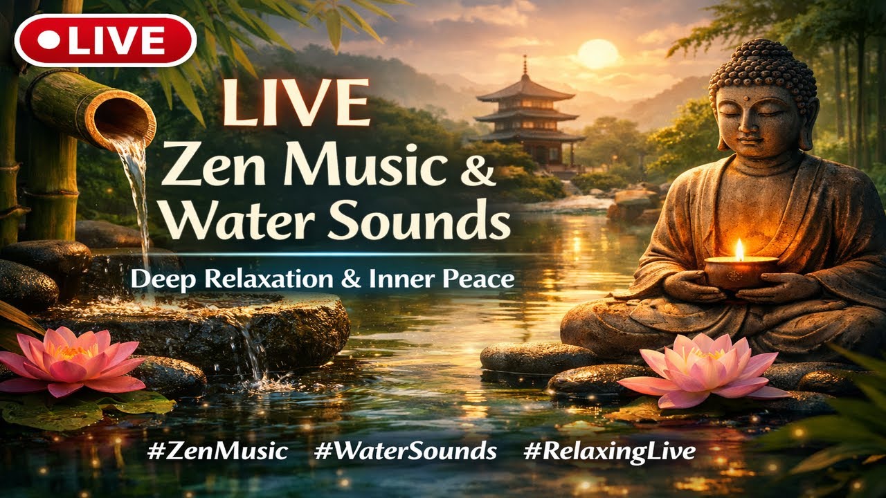 🔴 LIVE: Calming Zen Music with Flowing Water #MeditationMusic #StressRelief #NatureSounds