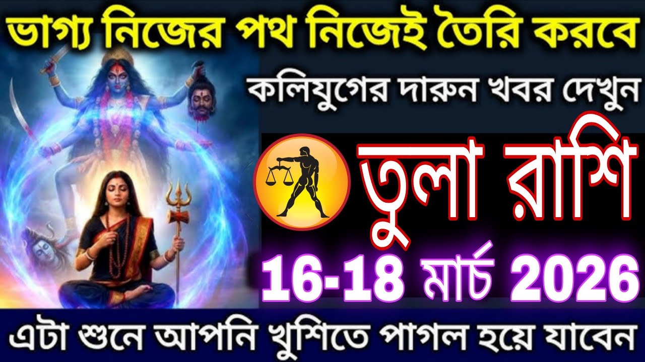 ♎ তুলা রাশি 16-18 মার্চ 2026 | ভাগ্য নিজের পথ তৈরি করবে! Libra Horoscope Big Change #tula 