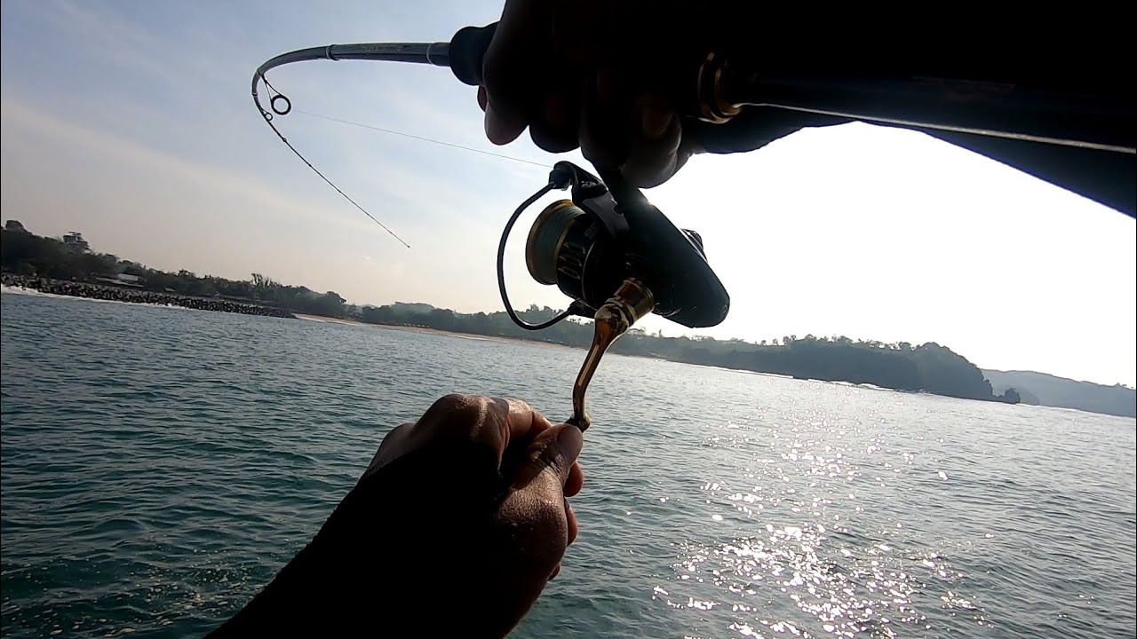 tarikan ikan ini kuat sekali ultralight fishing pantai Tambakrejo blitar