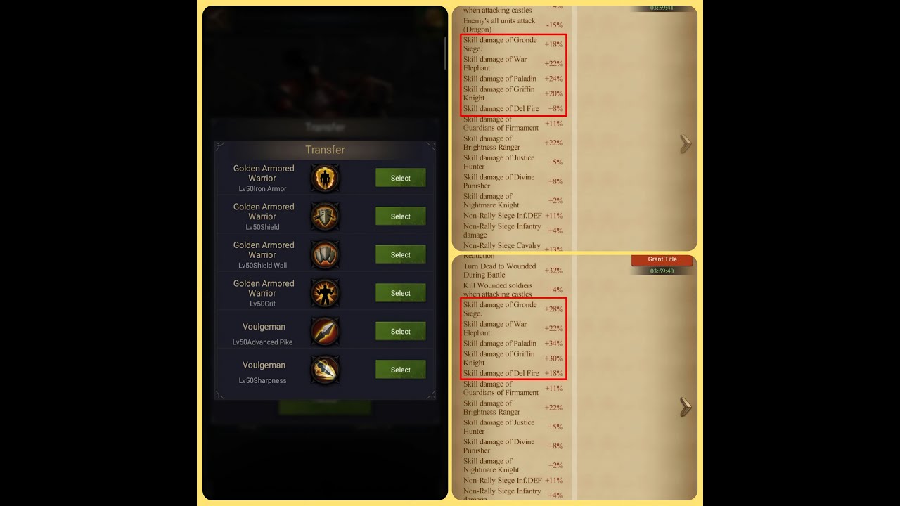 Битва королей. Увеличьте урон навыка Supreme Legion и навык передачи.