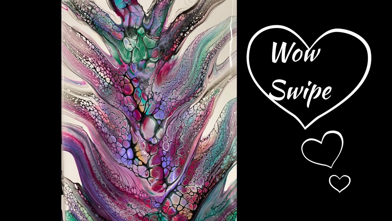 (860) Colourful Swipe Technique, Acrylic Paint Pouring, Fluid Art