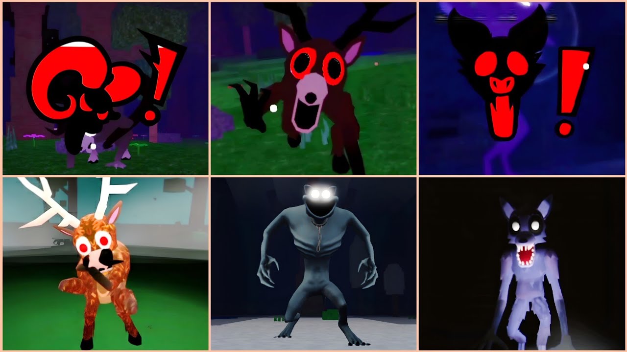 ROBLOX l 99 nights in the forest all jumpscares vs more versions 